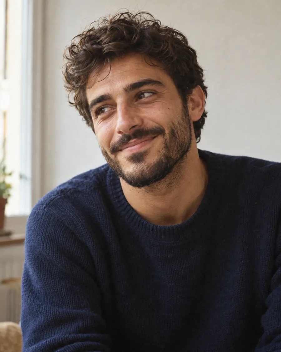 Ritratto di un uomo che sorride guardando di lato
